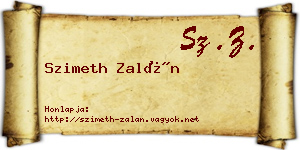 Szimeth Zalán névjegykártya